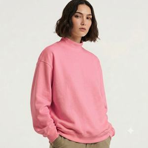 Sweat-shirt oversize à col montant pour femme, pull décontracté à manches longues en mélange de coton doux, mode quotidienne - Product Image 1