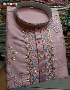 Proveedor de la colección de pantalones Kurta-Polo de satén Malai pesado con bordado de hilo y lentejuelas de la India, exportador y proveedor mundial. - Product Image 5