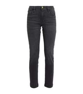 Jean skinny taille haute pour femme grande taille, délavage foncé, longueur cheville, imprimé lettres, style décontracté, 100 % coton, collection automne - Product Image 5