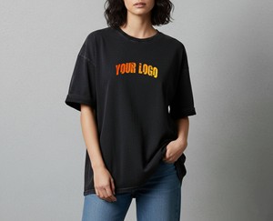 เสื้อยืดโอเวอร์ไซส์สไตล์วินเทจพิมพ์โลโก้ตามสั่งสำหรับผู้หญิง ทรงไหล่ตก เหมาะสำหรับแบรนด์เสื้อยืดสไตล์สเก็ตเตอร์ จัดส่งรวดเร็ว - Product Image 6
