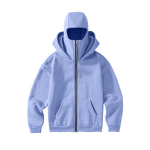 Sweat à capuche unisexe noir personnalisé avec fermeture éclair, broderie, ultra doux, chaud, en polaire Sherpa pour l'hiver - Product Image 4