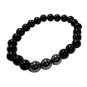 <b>Crystal</b> <b>bracelet</b> Black Obsidian & Hematite Round Beads <b>Bracelet</b> 8mm Stone Gemstone Fashion Men and <b>Women</b> Gift Energy - Product Image 4