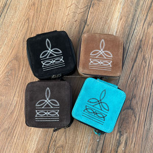 Nueva caja de joyería cuadrada de cuero de gamuza con puntada de bota turquesa, caja de almacenamiento de exhibición de joyería occidental, caja de joyería portátil para mujer - Product Image 3
