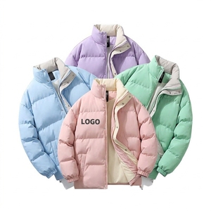 puffer <b>jacket</b> <b>Vintage</b> <b>Bomber</b> <b>Jacket</b> Stand Collar Zipper Custom Embroidery Windproof Warm Winter Men's Coat Plain Dyed Woolen - Product Image 4