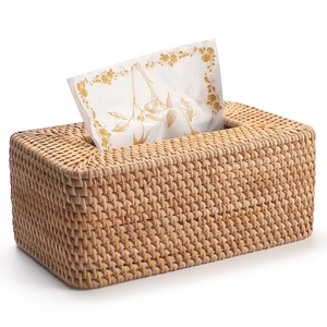 Porta pañuelos de madera de acacia premium Aqudus Saleem |   Diseño Geométrico Pintado a Mano Tradicional Chino, Ecológico y Duradero - Product Image 4