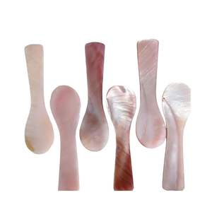 Cuillère à dessert en coquillage naturel, 9-12 cm, polie, petite, rose, en nacre, cuillère à caviar - Product Image 1