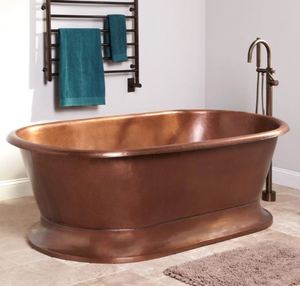 Bañera Ovalada Independiente de Cobre con Acabado Martillado para Baño, Hotel o Villa - Product Image 3