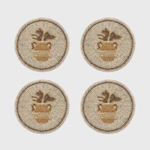 Pineapple Beaded Coaster Handmade Fruit Design <b>Table</b> <b>Mat</b> Tropical Drink Coaster - Product Image 2