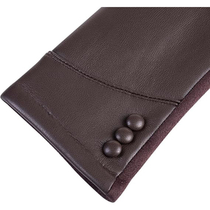 Gants en PU pour femmes, longueur opéra, style rétro, thermiques, hiver, décontractés, compatibles écran tactile, respirants, doublure en laine écologique, marron, pour le cyclisme - Product Image 4