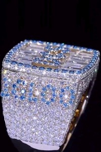3D Custom Letter <b>Ring</b> Iced Out 925 Sterling <b>Silver</b> Hip Hop Bling <b>Ring</b> VVS Moissanite Championship <b>Ring</b> <b>Mens</b> Jewelry - Product Image 3