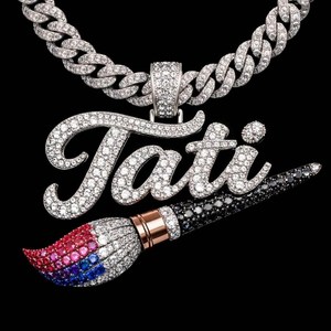 Colgante de Plata 925 de Lujo Chapado en Oro con Moissanita Personalizada, Estilo Hip Hop, Diseño de Pincel, para Rapper, Regalo - Product Image 3