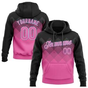 Sudadera Deportiva con Capucha, Diseño 3D, Color Rosa, Negro y Azul Claro, Personalizada y Cosida, Venta al Por Mayor Directa de Fábrica - Product Image 1