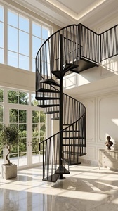 Escalera de Caracol de Hierro Forjado con Barandillas Tubulares Resistentes al Óxido, Fácil Montaje DIY, Diseño Moderno para Balcón, Uso Interior/Exterior - Product Image 4