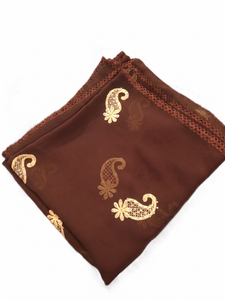 Châle en mousseline de polyester brodé floral, léger, transparent, respirant, avec bordure picot, pour femme, vente en gros, OEM ODM personnalisé - Product Image 2
