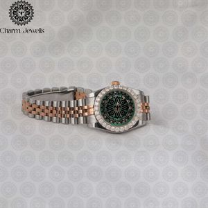 Montre de luxe pour femme Charm_Jewells en acier inoxydable, cadran rond, mouvement à quartz analogique, lunette en cristal de 30 mm, bijoux de mode - Product Image 4