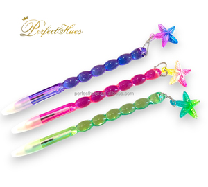 Bolígrafos de plástico de lujo, bolígrafo transparente de color de 0,5mm con abalorio de estrella de mar, suministros escolares, regalo para niños - Product Image 3