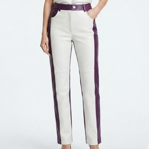 Pantalones de Cuero para Mujer con Botones, Pantalones de Cuero Ajustados para Mujer, Pantalones de Cuero 100% para Dama con Bolsillos - Product Image 6