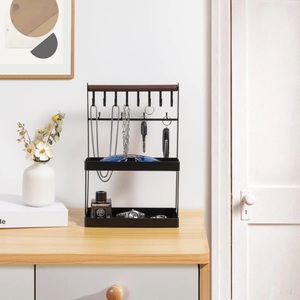 Organizador de Joyas Multinivel con Barra de Ganchos, Bandeja de Exhibición, Soporte para Gafas de Sol, Diseño Ahorrador de Espacio Anti-Enredos para Collares - Product Image 1