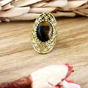 New Arrival Gemstone <b>Ring</b> Boho Filigree <b>Rings</b> Tribal Brass <b>Rings</b> Women 18k Gold Plated Vintage Statement Jewelry Wholesale/OEM - Product Image 1