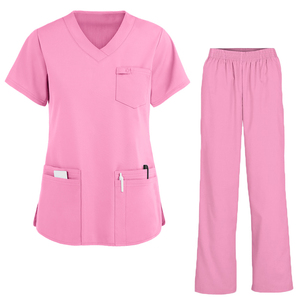 Uniformes médicaux unisexes personnalisés en tissu polyester/rayonne tissé avec poches, modèle infirmier OEM, sans couture, pour le secteur médical, dentaire et esthétique - Product Image 1
