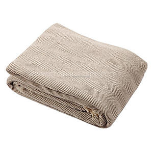 Manta gris de algodón con borde geométrico, manta de algodón tejida a mano suave con tiro decorativo para decoración de interiores - Product Image 5