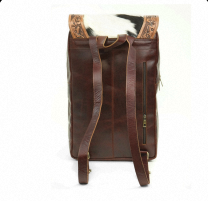 Black & <b>White</b> Cowhide Backpack Hand Tooled Genuine Leather cowhide leather backpack black and <b>white</b> with premium design in bulk - Product Image 4