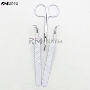 Pince à épiler pour extensions de cils RMI March Expo, produit tendance, pointe argentée/blanche, ciseaux à cuticules, ensemble de pointes à 45 et 90 degrés - Product Image 3