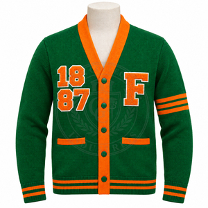 custom A&M Greek University FAMU <b>Cardigan</b> beige V-Neck Knitted Women's Sweater chenille Embroidered 1887 Preppy Style varsity - Product Image 5