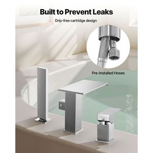 Deck Mount Roman Tub Faucet 3-Hole Waterfall Bathtub <b>Set</b> with 1-Handle <b>Shower</b> Head <b>Bath</b> & <b>Shower</b> Faucets - Product Image 5