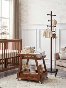 BLACK WOODEN BABY ROOM <b>HANGER</b> <b>STAND</b> – FREESTANDING CLOTHES RACK WITH HOOKS FOR NURSERY & KIDS’ ROOM - Product Image 3