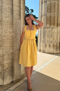 Women's Vintage Dirndl <b>Dress</b> A-Line Midi Short Sleeve Velvet with Belt Square Neck <b>Ruffle</b> Sleeve Contrast Color Flared Hem - Product Image 6