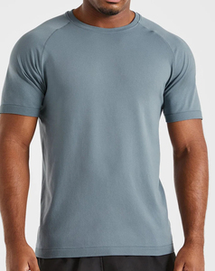 T-shirt à col rond de haute qualité, couleur unie, manches courtes, respirant, coupe régulière, haut de yoga pour homme, 100% polyester, vêtements décontractés - Product Image 1