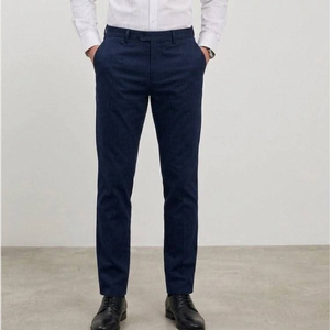 Pantalon formel noir slim pour homme 100 % polyester infroissable avec poches latérales, tissé mi-lourd pour l'automne - Product Image 2