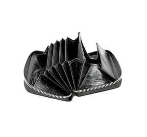 Hot Pick Castello Luxury Lizard Print Italian Leather Accordion Card <b>Case</b> Holder Zipper Closure <b>Coin</b> Wallet Black Low MOQ - Product Image 4