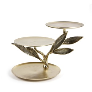 Handmade Metal Gold Leaf <b>3</b> <b>Tier</b> <b>Cake</b> <b>Stand</b> Hotel Serving Accessories - Product Image 3