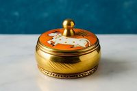 Boîte à Sindhur élégante en fer doré, petite, à couvercle, moderne, multifonctionnelle, écologique, brillante, pour table, pour femmes, occasions traditionnelles