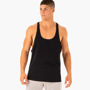 เสื้อกล้ามผู้ชายสีดำ ผ้าฝ้าย คอโอ ทรงลำลอง ถักแบบเรียบ ไม่มีแขน - Product Image 1