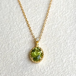 Colgante de Peridoto en Plata de Ley 925 con Baño de Oro Vermeil de 14K, Gema Natural Verde, Collar, Joyería, Regalo - Product Image 1