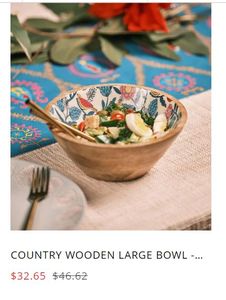 Wooden Salad Serving Home <b>Kitchen</b> <b>Decoration</b> Bowls For Party Home Functions And Restaurant Handcrafted Polished Meena Bowl - Product Image 2