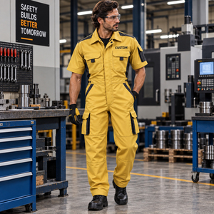 <b>Mens</b> Half Sleeve Industrial Work Coveralls Cotton Utility <b>Jumpsuit</b> Protective Workwear Uniform <b>for</b> Factory Construction - Product Image 2