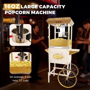 Machine à Popcorn Commerciale avec Chariot, Cuve de 8 Oz, Blanc Doré, Occasion - Product Image 4