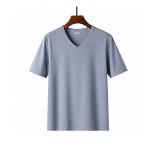 Camisetas de Cuello en V de Algodón/Spandex Tejidas para Hombre, Nueva Llegada 2026, Personalizables y Cómodas BD - Product Image 4