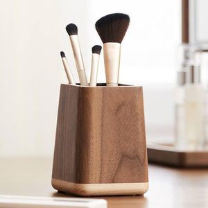 Wooden Pen Holder Desktop Stationery Storage Box <b>Large</b> Capacity Office <b>Desk</b> Organizer Pen Stand Brown - Product Image 1