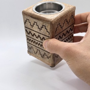 Sandalwood Incense Holder <b>Diffuser</b> Cup with Metal Insert Carved Pattern Rechargeable Aromatherapy Stand for Home Decor <b>Lavender</b> - Product Image 2