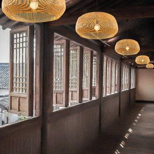 Natural Bamboo <b>Ceiling</b> <b>Light</b> Fixture with Lightweight Structure Durable Frame and Soft <b>Light</b> Diffusion Suitable for Cafes - Product Image 4