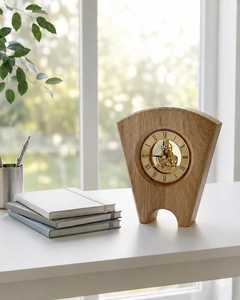 Rustic Wooden Desk <b>Clock</b> with Natural Wood Finish - Product Image 2