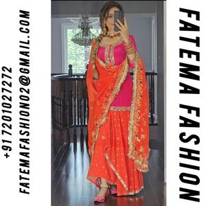 Export Selling Ethnic Wear <b>Thread</b> Embroidery Design Womens Lehenga Choli With Fancy Lace Border From India - Product Image 2