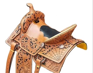 Haute qualité en cuir véritable Western selle tambour teint Durable course de chevaux anglais produit frais arrivée de l'inde - Product Image 5