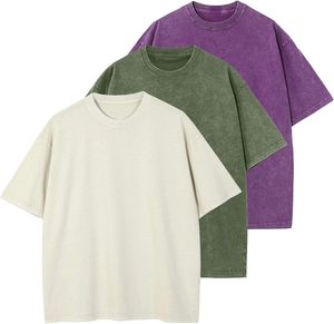 เสื้อยืดคอกลมแขนสั้นผ้าฝ้ายสำหรับผู้ชาย แบบเรียบง่าย สวมใส่สบาย ระบายอากาศได้ดี ผ้าถัก ซักแบบแอซิดวอช แห้งเร็ว เป็นมิตรกับสิ่งแวดล้อม - Product Image 1