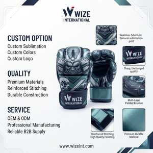 Gants de MMA WIZE INTERNATIONAL en cuir PU à doigts entiers avec fermeture pour adultes, arts martiaux, extérieur, bleu, impression par sublimation, protection UV - Product Image 5